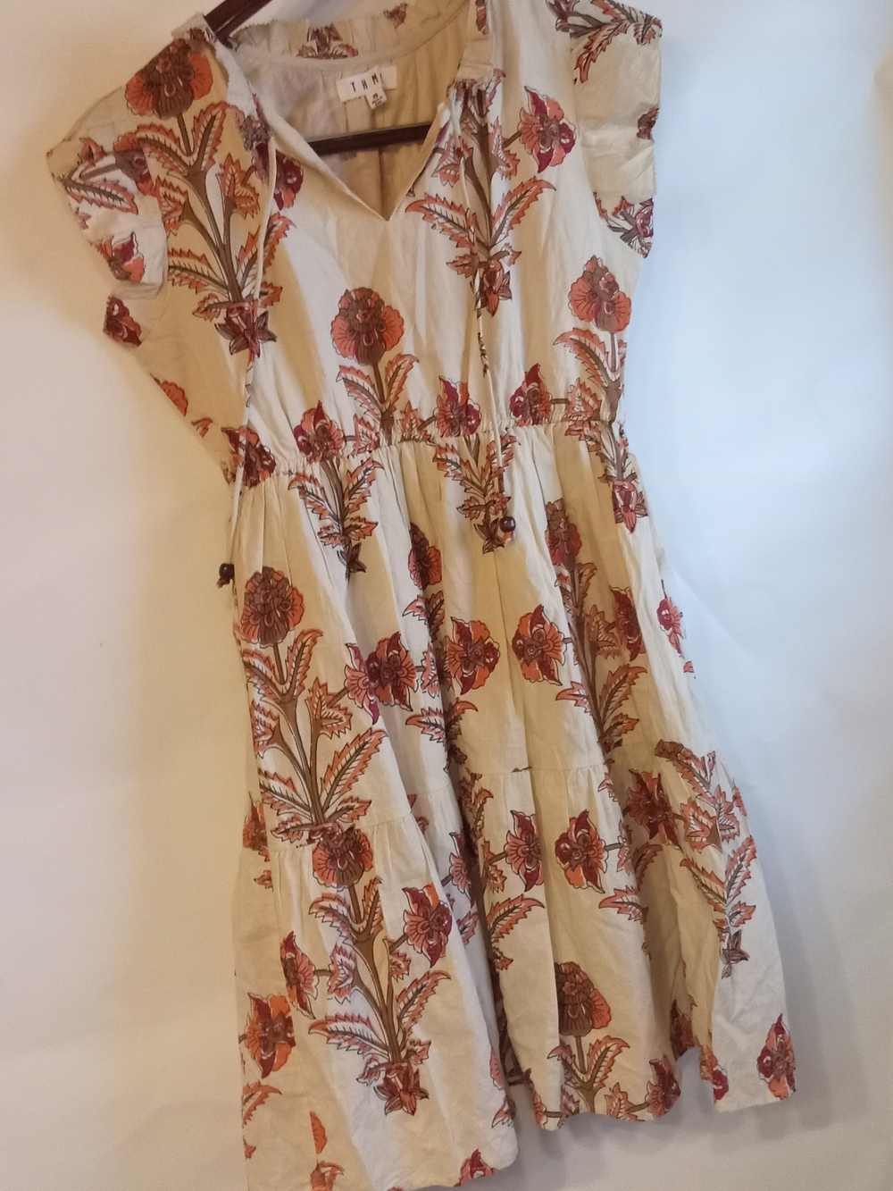 THML Cream Dress with Rust Floral Print